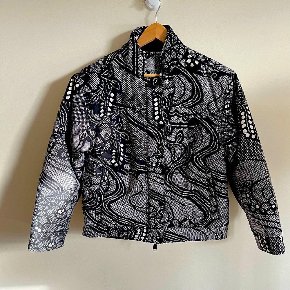 Free People Bunny Slope Printed Puffer Ski Jacket Coat Black/White NWOT sz SM